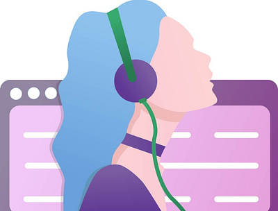 Girl listening to music on headphones art designer graphic design illustration illustration art illustrator vector