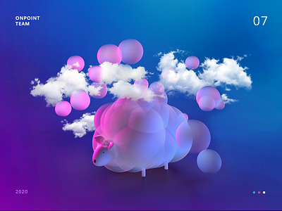 Pink and fluffy 3d 3d animation 3d art 3d modeling art clouds design illustration pink sheep sky sleep space