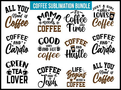 coffee sublimation bundle branding design graphic design illustration logo shirt t shirt design typography vector