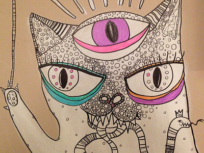Murial cat drawing illustration painting