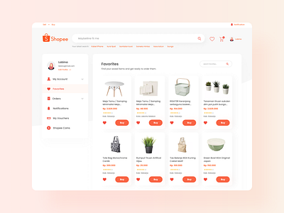 Favorites Page for Shopee Web