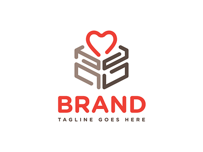 Heart In A Box Logo branding logo logo for sale modern logo ui ux