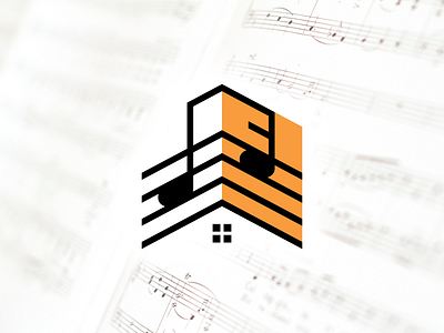 Musical House Logo branding creative house logo logo design logo for sale modern modern logo music music club music notes music school musical realtor realty roof rooftop stave