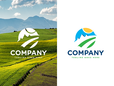 Sunny Agriculture Beside The Mountains Logo