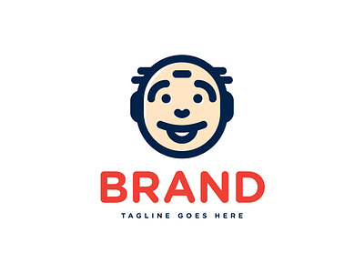 Happy Bald Man Face Logo