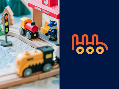 BBB Locomotive Logo branding creative kids kindergarten locomotive logo logo design logo for sale modern modern logo nursery playful toy