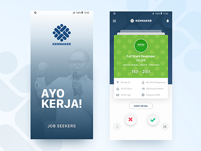 Job Seekers (Unofficial) android card clean design job job seeker manpower mobile space swipe ui ux working