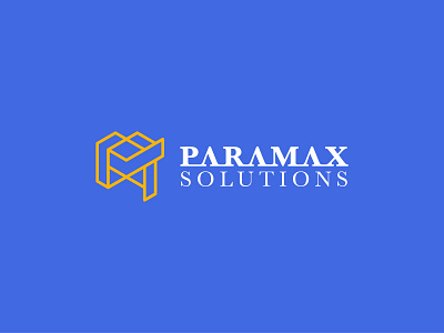 Corporate Logo Paramax Solutions amber corporate isometric lines logo modern royal blue