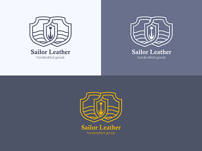 Sailor Leather Logo (wip) boats leather lined logo sailor sea shield skiving