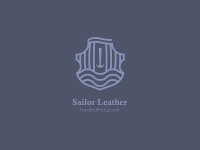 Sailor Leather Handcrafted Goods LOGO V2 boat leather logo line logo lined logo logotype ocean sailor sea shield stamp