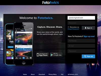 Fototwics Web-App Homepage app clean homepage landing minimal ui ux web