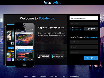 Fototwics Web-App Homepage