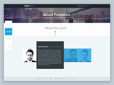 Fototwics About Us Page about clean desktop fototwics simple team ui web