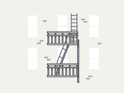 Fire Escape fire escape illustration san francisco thingsaroundsf vector