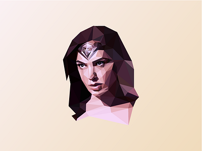 Polygon Wonder Woman gal gadot geometric illustrator low poly mesh poly polygon portrait wonder woman