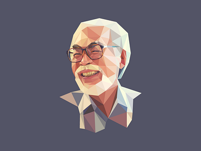 Polygon Hayao Miyazaki Portrait geometric ghibli hayao miyazayki illustrator low poly poly polygon portrait
