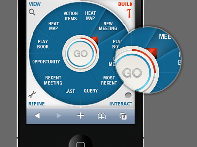 Navigation Draft Layout buttons circular compass go iphone magnify navigation progress select selector steps ui ux webapp wheel