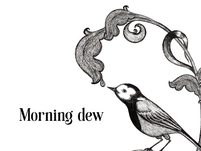 Hand-drawn graphics. Morning dew.