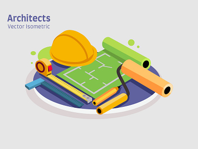 ARCHITECTS Vector Isometric architect architecture building business city construction earth grass home house illustration isometric land map plan residence road street vector way