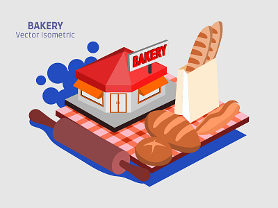 BAKERY Vector Isometric bakery cafe collection concept design flat food graphic icon illustration isometric isometry pastry restaurant set shop store sweet symbol vector