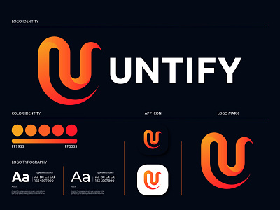 Modern Untify Logo branding design logo typography untify logo