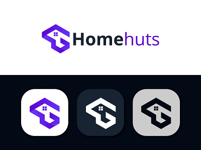 Homehuts logo design branding design h letter logo home logo logo typography