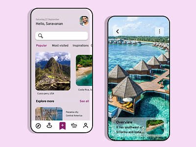 Travel app user interface design