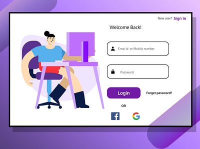 Web Login screen UI Design app design ui ux web