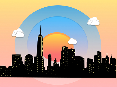 New york downtown skyline of figma illustration city illustration city skyline figma illustration illustration