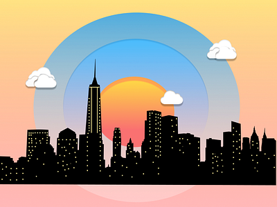 New york downtown skyline of figma illustration