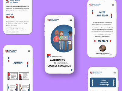 Zoho schools website mobile screen design