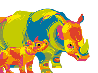 Rainbownoceros brights colorful illustration rainbow rhino vector