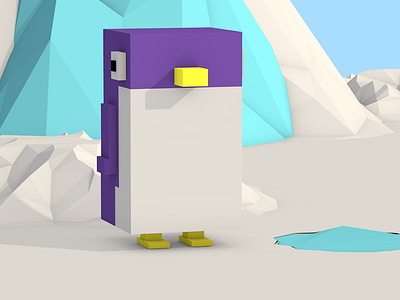 Bowser the Penguin 3d flat low poly lowpoly moetion penguin soft