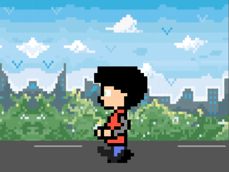 Pixel Moe 2d animation character loop moetion motion motion graphics pixel pixel art walk walk cycle