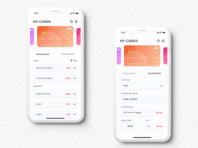 Card Holder App Design app figma ui ux web