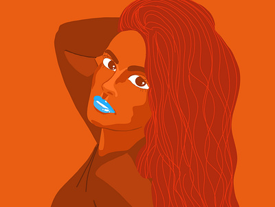 Orange mood portrait art cute art cute illustration digital painting digitalart female character flat illustration illustrator portrait