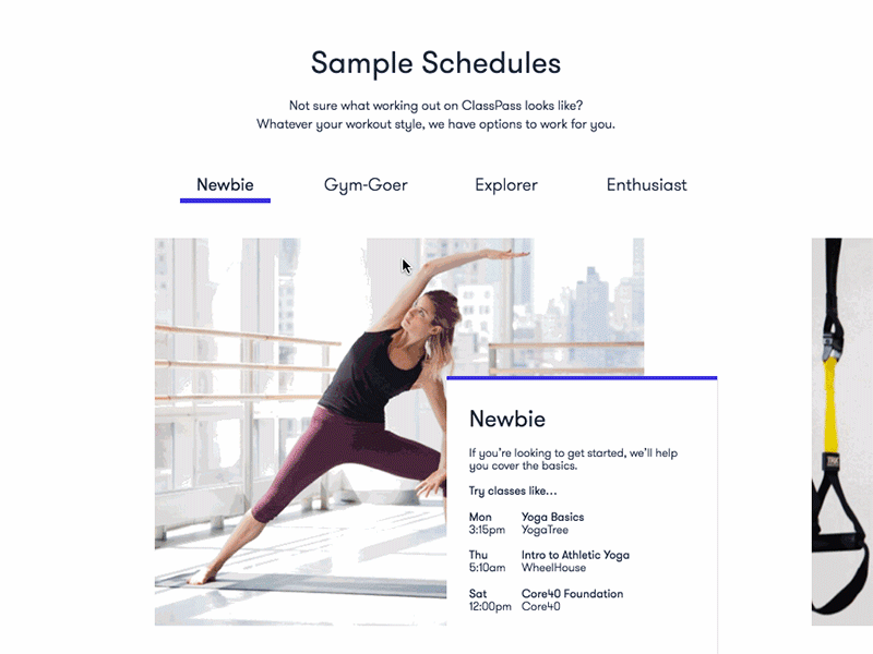 Sample workout schedules animation gif web