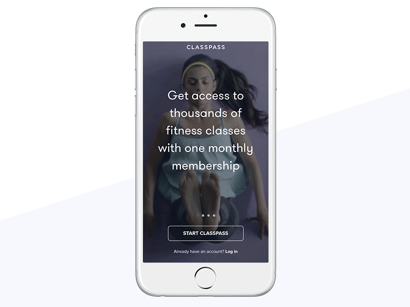 iOS welcome slides classpass gif ios marketing sell welcome