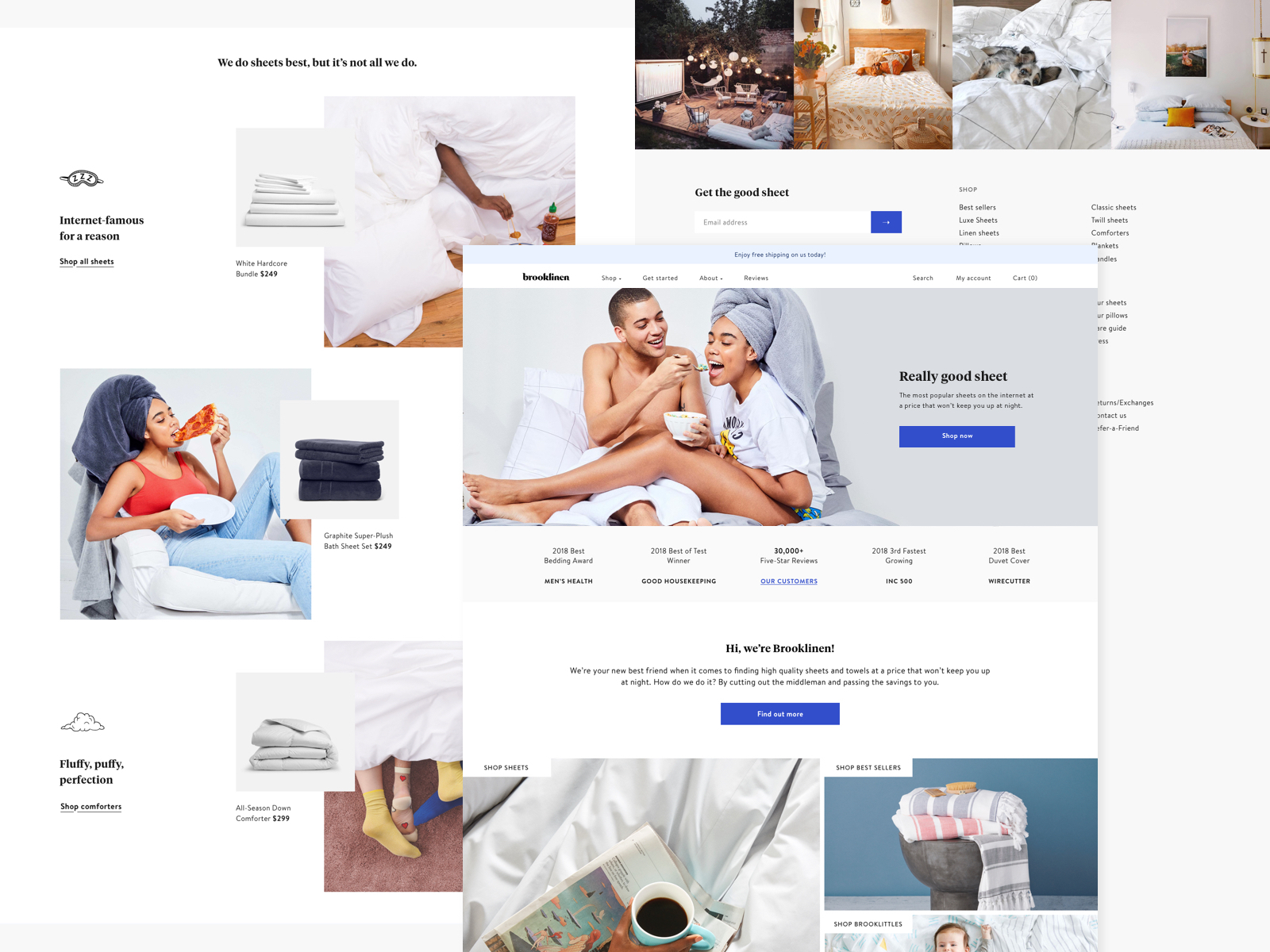 Brooklinen homepage by Kara Yeomans on Dribbble