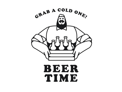 Beer time bar beard beer design flat funny graphicdesign icon illustration logo quote simple