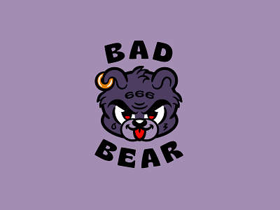 Bad Bear bear branding cartoon design flat graphicdesign icon illustration logo logo design logodesign mascot retro teddy