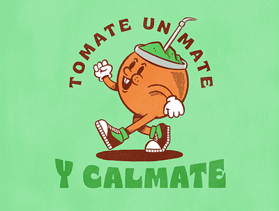 Tomate un mate argentina cartoon drawing funny illustration mate retro uruguay vintage yerba