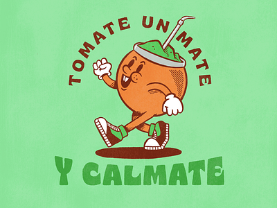 Tomate un mate argentina cartoon drawing funny illustration mate retro uruguay vintage yerba