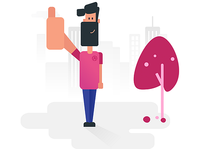 Thumbs up to Dribbble community character concept first shot illustration