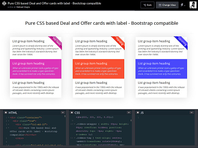 Pure CSS based Deal and Offer cards CodePen freebie frontend html plugin userinterface website