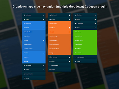 Dropdown type side navigation (multiple dropdown) codepen css dograsweblog freebie frontend html javascript navigation plugin userinterface website