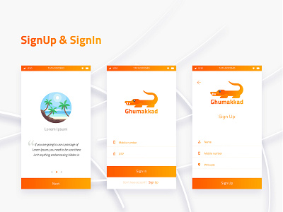 Ghumakkad app UI Kit screens - Nishant Dogra android ui kit application ui branding creativity design thinking designthinking dogras weblog free ui free ui kit free ui kits ios ui kit