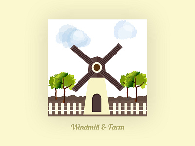 Windmill And Farm agriculture art creativity design thinking dograsweblog farm farm house farm yard farming illustration windmill windmills