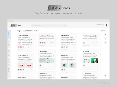 Gray Cards - web application UI application design application ui cards cards ui cardstock design thinking dograsweblog graydesign grayscale user experience user interface