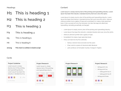 UI Elements - Gray Cards web app card layout dograsweblog typography ui elements ui kit user interface